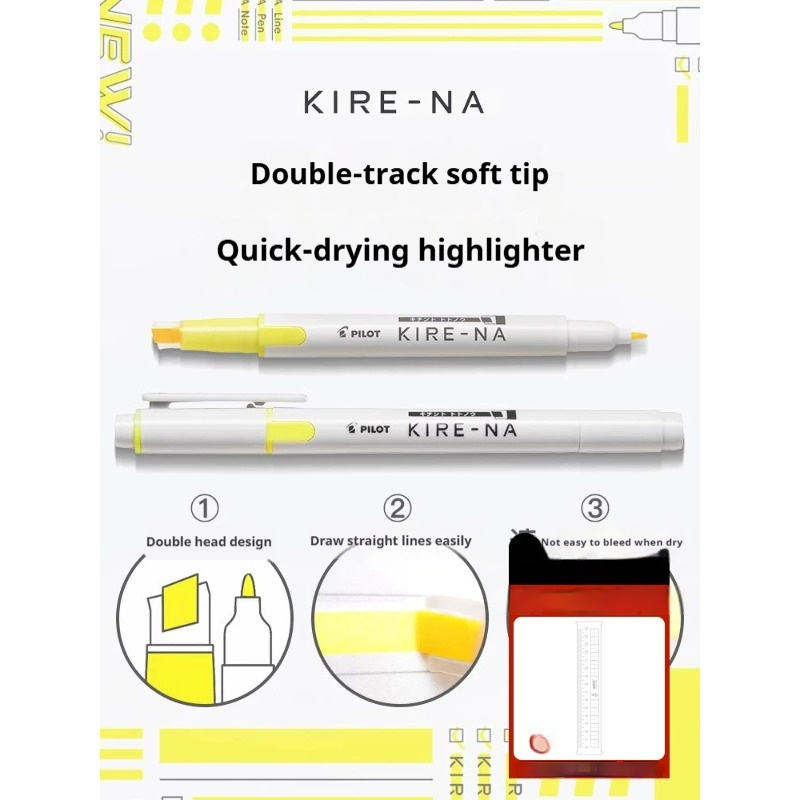 Pastel Highlighter Set Double Ended - 1/3/4/5/10PCS PILOT KIRE-NA Highlighter Pen Set