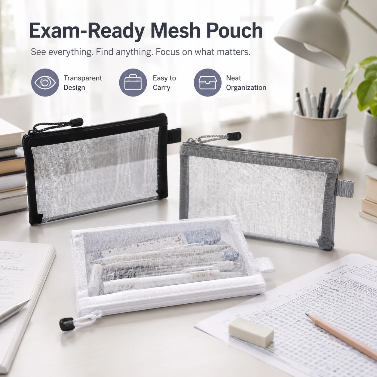 Transparent Mesh Pencil Case C - Clear Mesh Pencil Pouch For Exam recension och pris