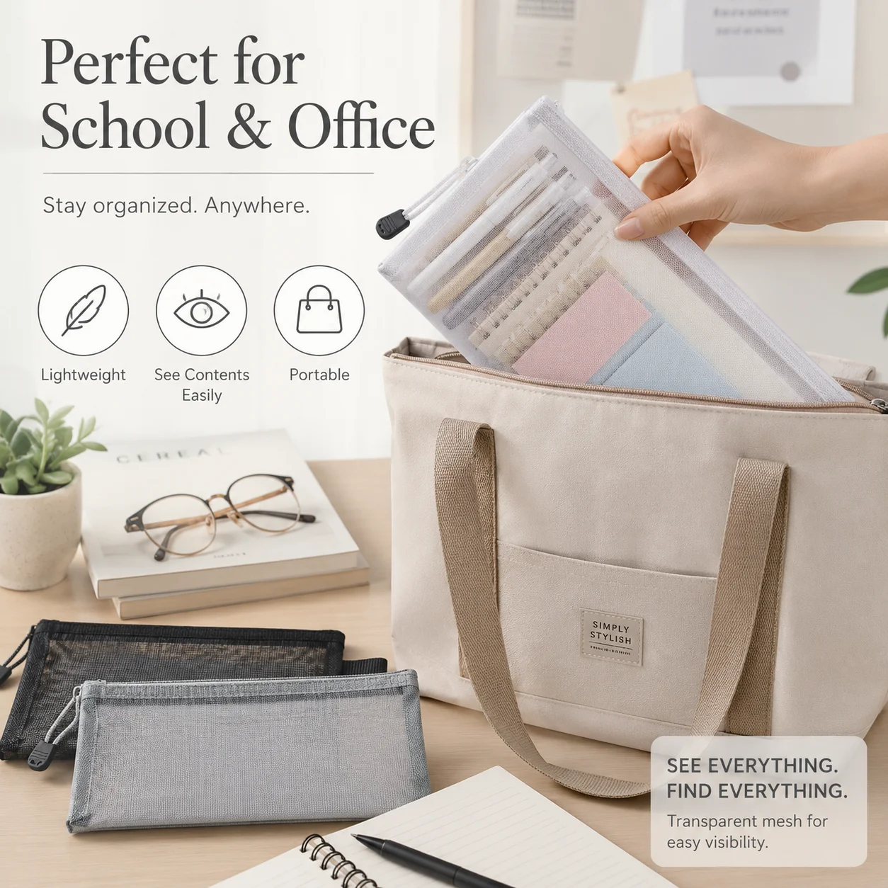 Transparent Mesh Pen Bag, Clea - Clear Mesh Pencil Pouch For Exam recension och pris